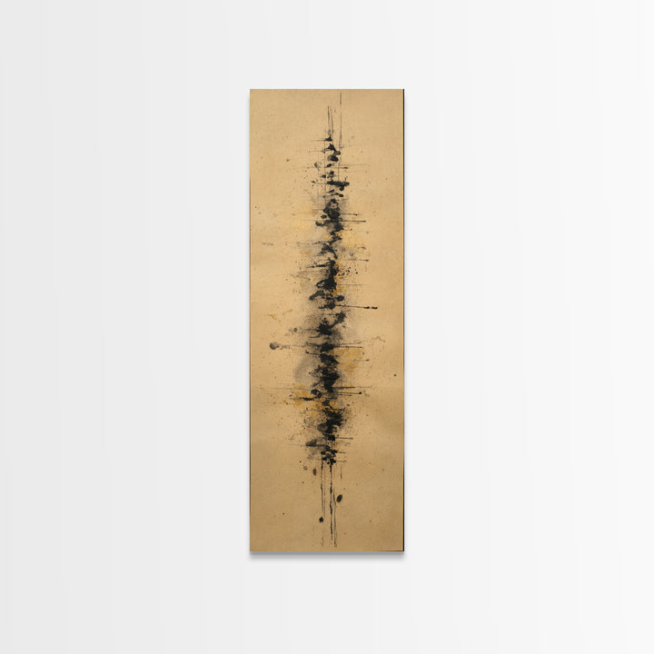 Ink Splatter and Long Brushstroke Composition Canvas Print, Calligraphy Art, Room Decor, Living Room Decor, Fine Art, Script, CAL-1x3-28