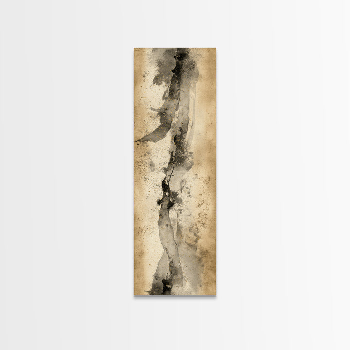 Abstract Prayer Flag of Brush Marks Canvas Print, Calligraphy Art, Wall Art, Living Room Decor, Script, Wall Art Print, CAL-1x3-35