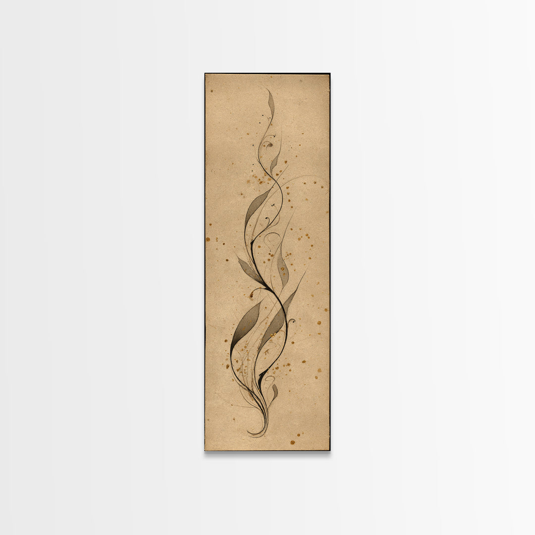 Floral Vine Created from Graceful Script Like Canvas Print, Calligraphy Art, Printable Wall Art, Living Room Decor, Script, CAL-1x3-47