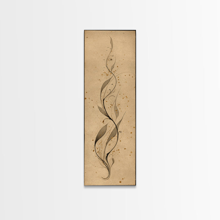 Floral Vine Created from Graceful Script Like Canvas Print, Calligraphy Art, Printable Wall Art, Living Room Decor, Script, CAL-1x3-47