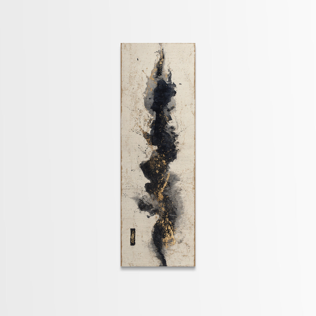 Calligraphic Bird Shape Formed from Flowing Lines Canvas Print, Calligraphy Art, Digital Print, Living Room Decor, Script, CAL-1x3-68