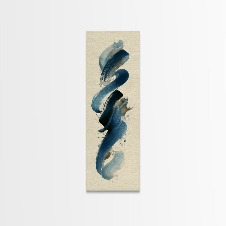 Modern Calligraphy Wave Framed Canvas Print, Calligraphy Art, Watercolor Print, Living Room Decor, Fine Art, Script, CAL-1x3-70