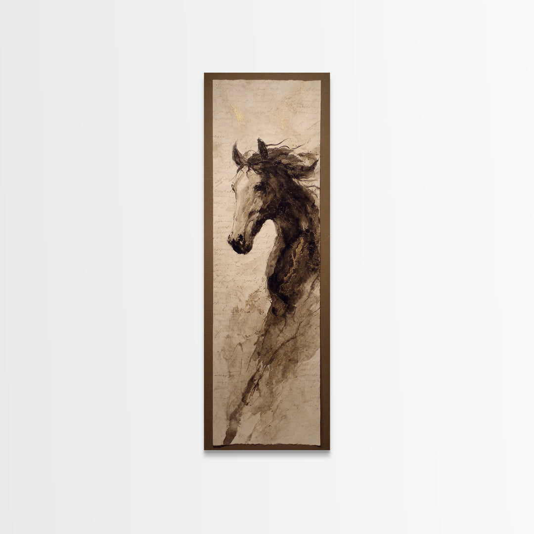 Calligraphic Horse Silhouette Made from One Line Canvas Print, Calligraphy Art, Art Print, Living Room Decor, Fine Art, Script, CAL-1x3-77
