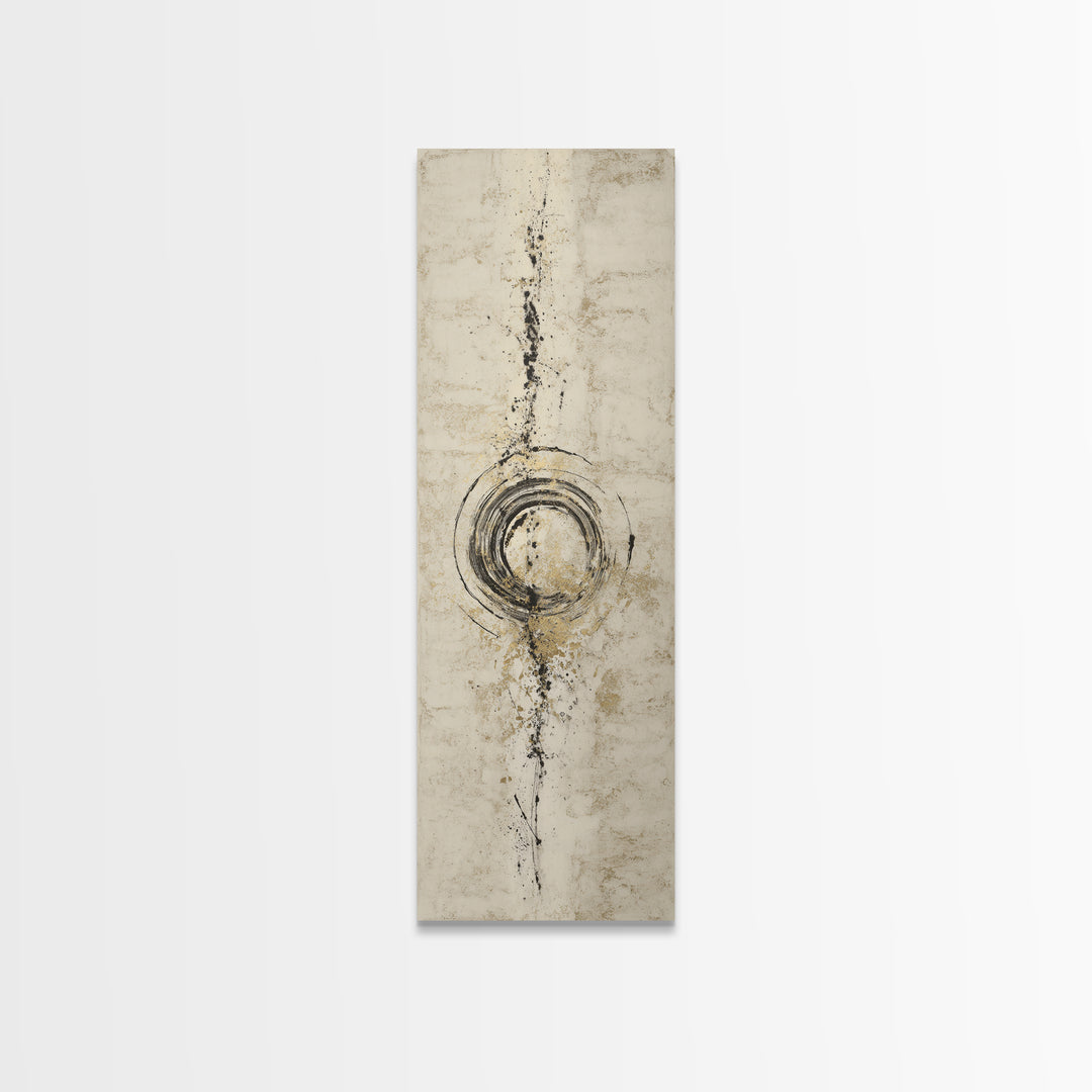 Japanese Brush Mark Circle Canvas Print, Calligraphy Art, Modern Wall Art, Living Room Decor, Script, Watercolor Print, CAL-1x3-88