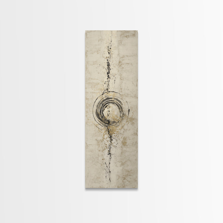 Japanese Brush Mark Circle Canvas Print, Calligraphy Art, Modern Wall Art, Living Room Decor, Script, Watercolor Print, CAL-1x3-88
