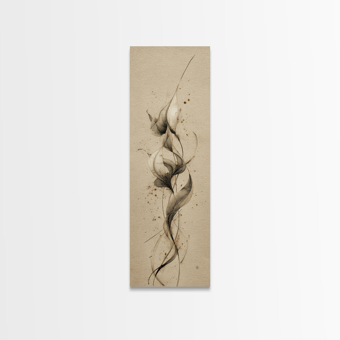 Single Elegant Flourish Shaped Like a Flower Canvas Print, Calligraphy Art, Watercolor Art, Living Room Decor, Script, CAL-1x3-89