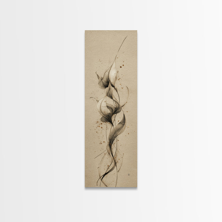 Single Elegant Flourish Shaped Like a Flower Canvas Print, Calligraphy Art, Watercolor Art, Living Room Decor, Script, CAL-1x3-89