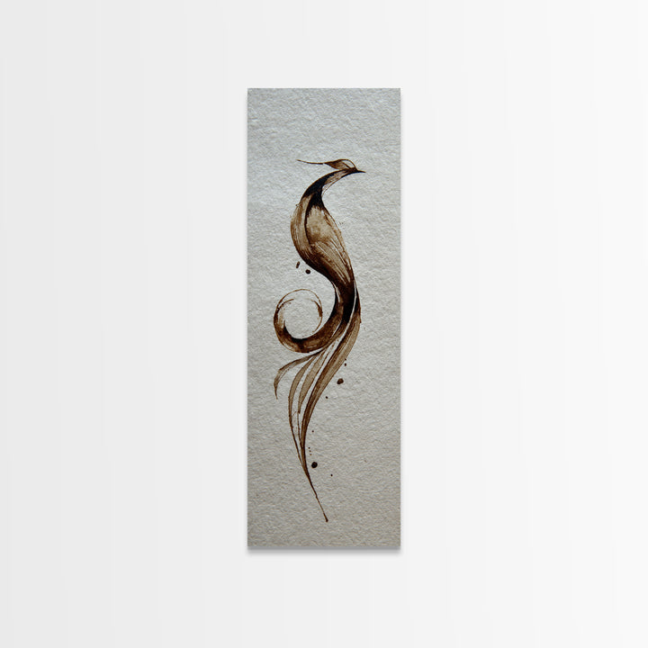 Calligraphic Bird Shape Formed from Flowing Lines Canvas Print, Calligraphy Art, Japanese Art, Living Room Decor, Script, CAL-1x3-92
