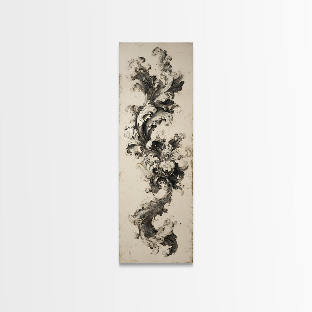 Baroque Scrollwork Made from Looping Pen Strokes Canvas Print, Calligraphy Art, Living Room Wall Art, Living Room Decor, Script, CAL-1x3-96