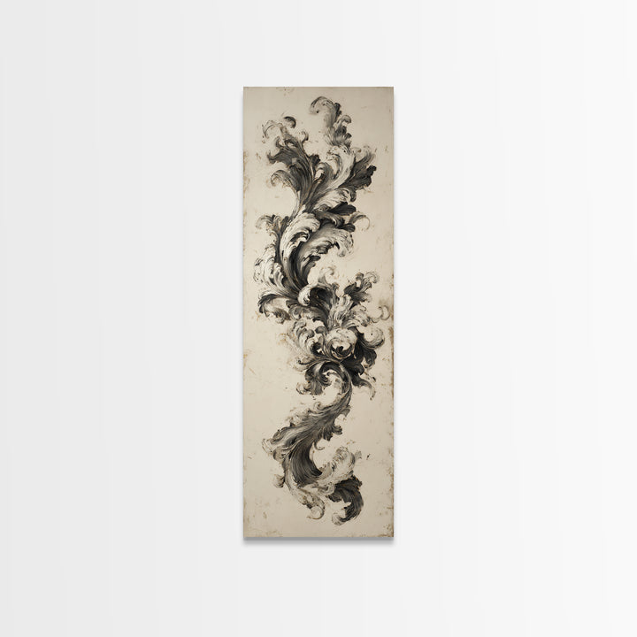 Baroque Scrollwork Made from Looping Pen Strokes Canvas Print, Calligraphy Art, Living Room Wall Art, Living Room Decor, Script, CAL-1x3-96