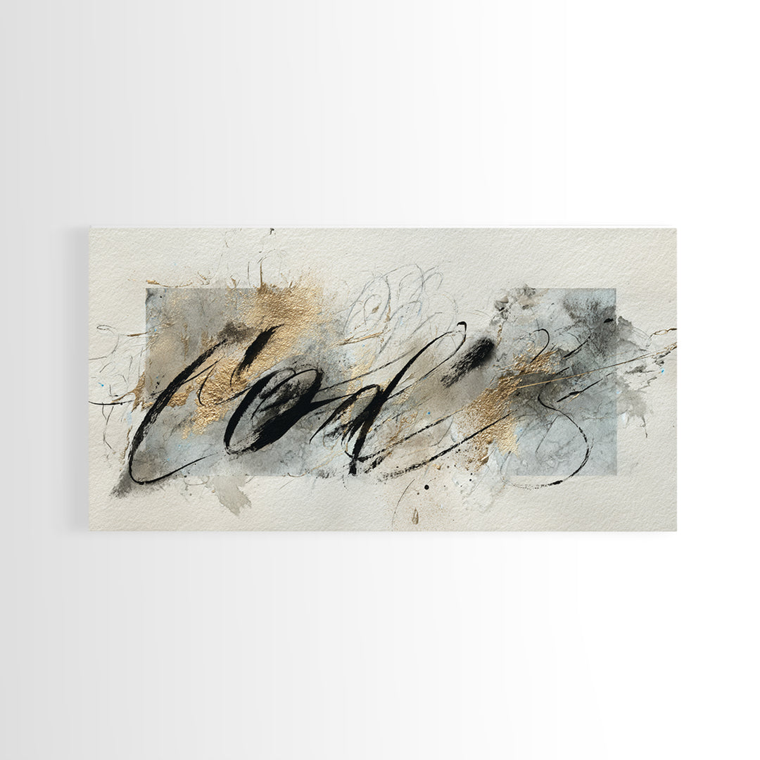 Romantic Handwritten Marks Without Readable Words Canvas Print, Calligraphy Art, Bedroom Wall Decor, Living Room Decor, Script, CAL-2x1-11