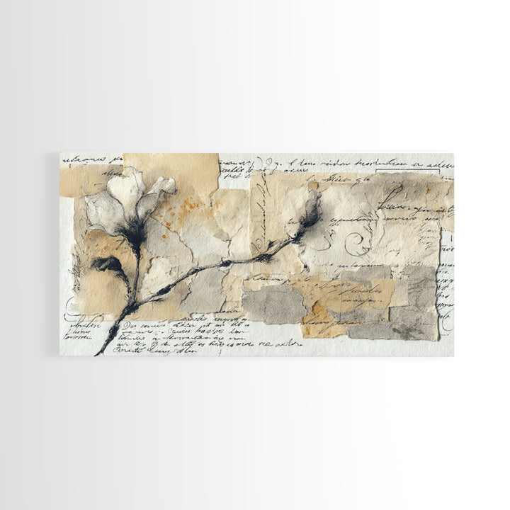 Single Elegant Flourish Shaped Like a Flower Framed Canvas Print, Calligraphy Art, Living Room Decor, Oil Painting, Script, CAL-2x1-25