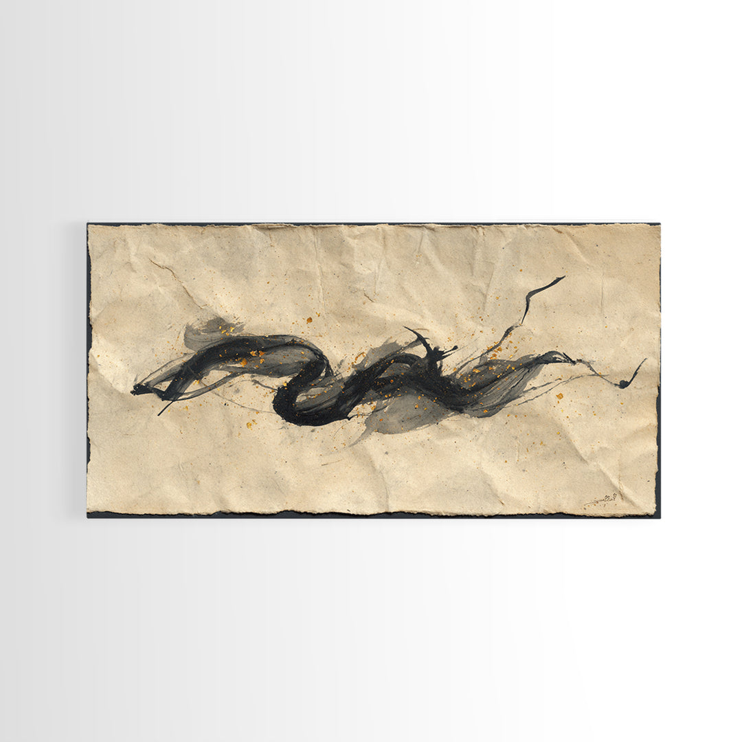 Abstract Prayer Flag of Brush Marks Framed Canvas Print, Calligraphy Art, Digital Prints, Living Room Decor, Fine Art, Script, CAL-2x1-43