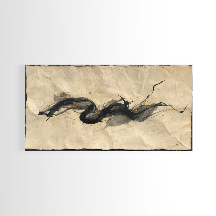 Abstract Prayer Flag of Brush Marks Framed Canvas Print, Calligraphy Art, Digital Prints, Living Room Decor, Fine Art, Script, CAL-2x1-43