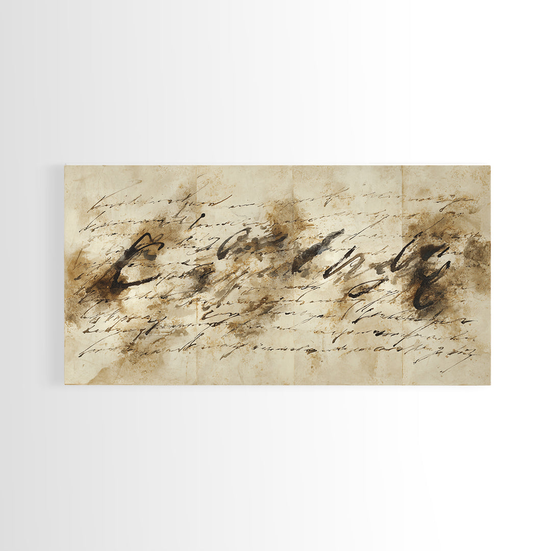 Expressive Musical Rhythm Painted as Ink Strokes Canvas Print, Calligraphy Art, Textured Painting, Living Room Decor, Script, CAL-2x1-44