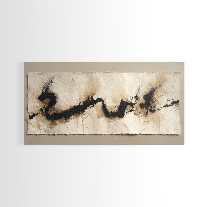 Minimal Black Calligraphy Rhythm Framed Canvas Print, Calligraphy Art, Calligraphy, Living Room Decor, Fine Art, Script, CAL-2x1-51