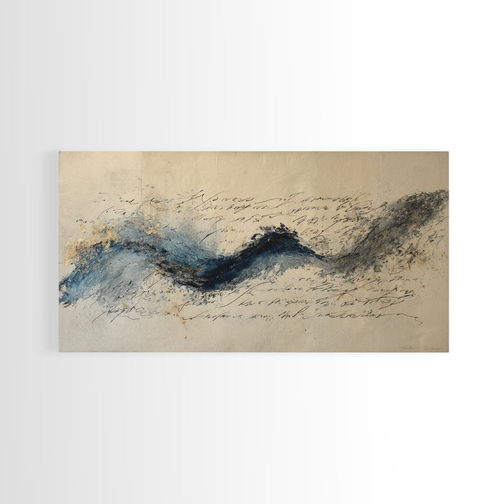 Modern Calligraphy Wave Framed Canvas Print, Calligraphy Art, Luxury Decor, Living Room Decor, Fine Art, Script, Prints, CAL-2x1-6