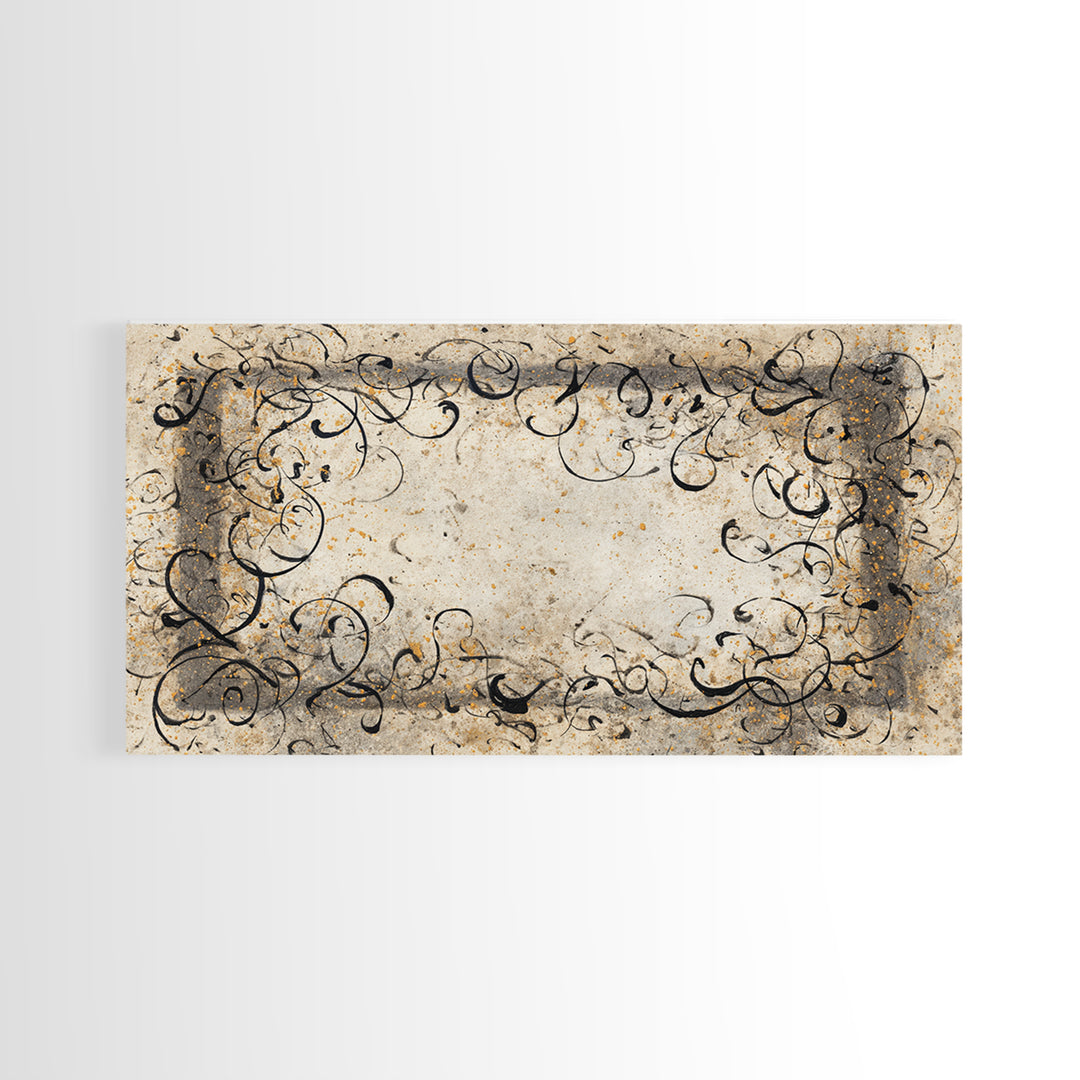 Ornamental Frame of Flourished Pen Curves Canvas Print, Calligraphy Art, Room Decor, Living Room Decor, Fine Art, Script, CAL-2x1-62
