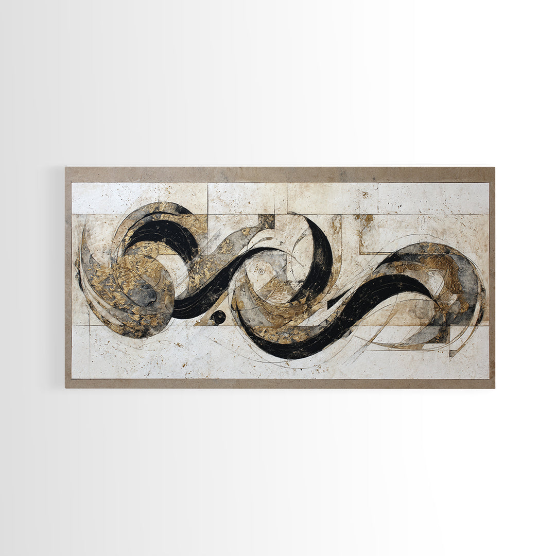 Arabic Ornamental Curves as Non Readable Art Canvas Print, Calligraphy Art, Wall Art Printable, Living Room Decor, Script, CAL-2x1-71
