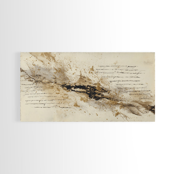 Romantic Handwritten Marks Without Readable Words Canvas Print, Calligraphy Art, Contemporary Art, Living Room Decor, Script, CAL-2x1-83