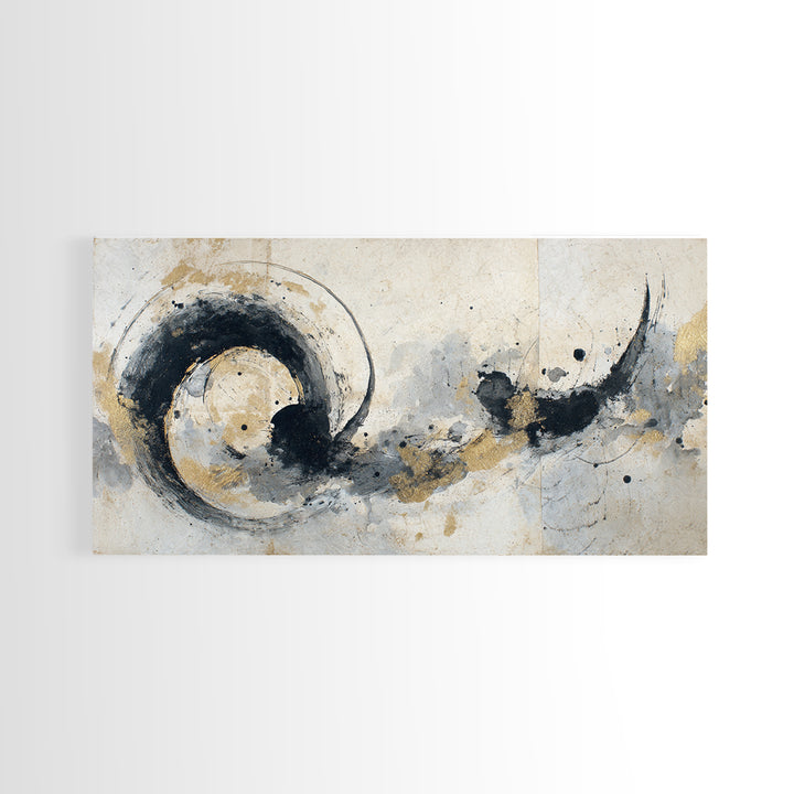 Crescent Moon Made from Elegant Ink Swashes Canvas Print, Calligraphy Art, Digital Print, Living Room Decor, Fine Art, Script, CAL-2x1-89