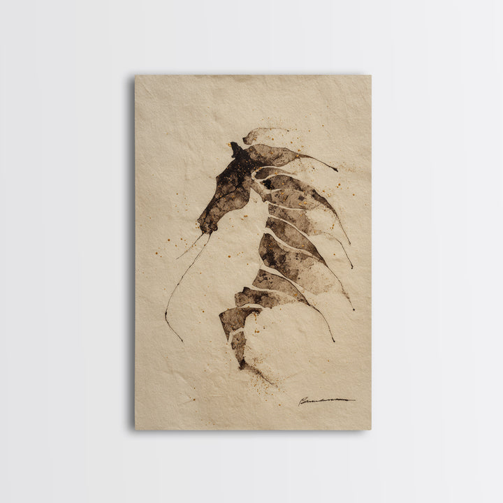 Calligraphic Horse Silhouette Made from One Line Framed Canvas Print, Calligraphy Art, Wall Art, Living Room Decor, Script, CAL-2x3-1