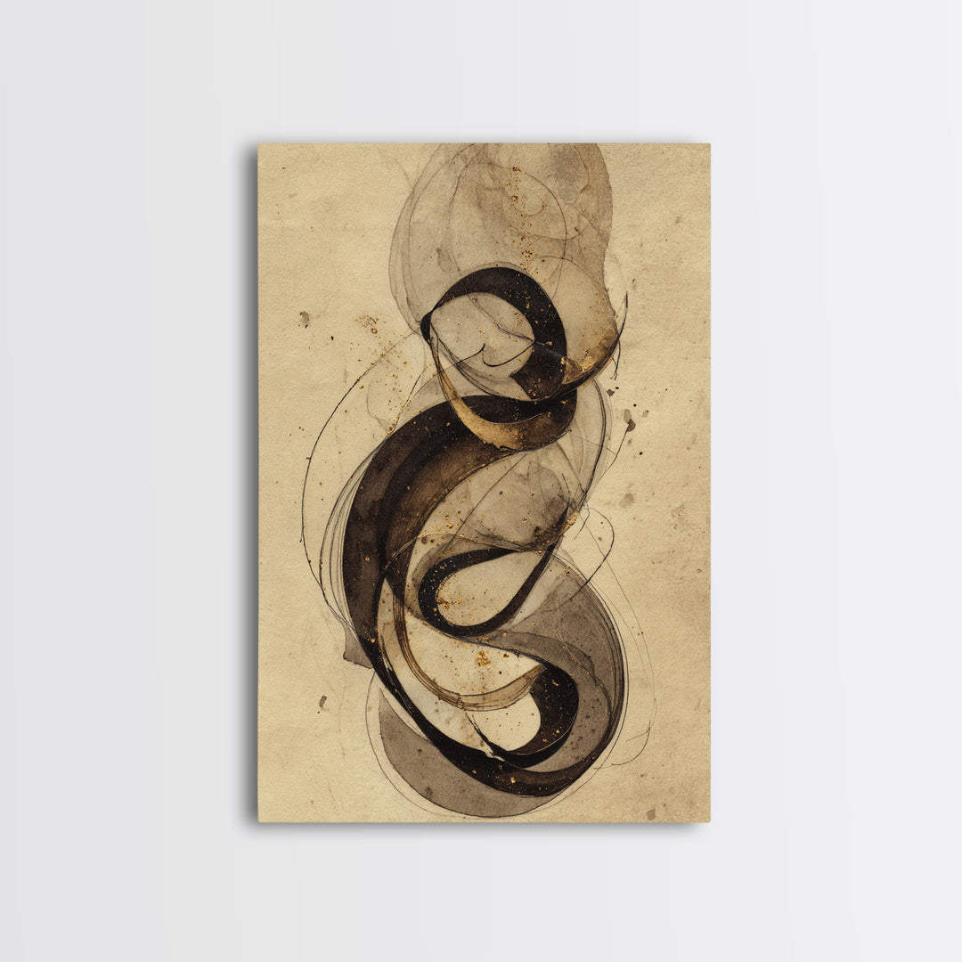 Arabic Ornamental Curves as Non Readable Art Canvas Print, Calligraphy Art, Spiritual Wall Art, Living Room Decor, Script, CAL-2x3-11