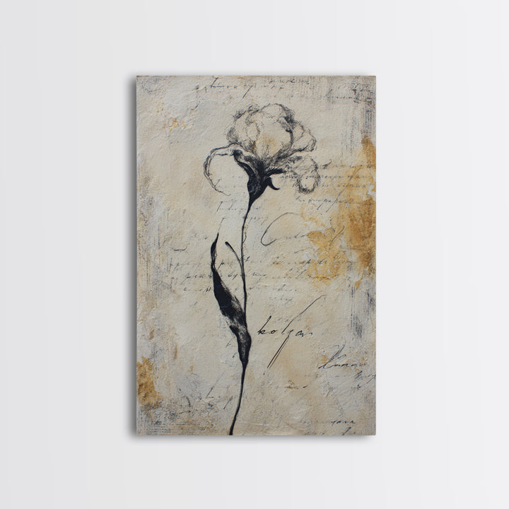 Single Elegant Flourish Shaped Like a Flower Framed Canvas Print, Calligraphy Art, Wall Decor, Living Room Decor, Script, CAL-2x3-13