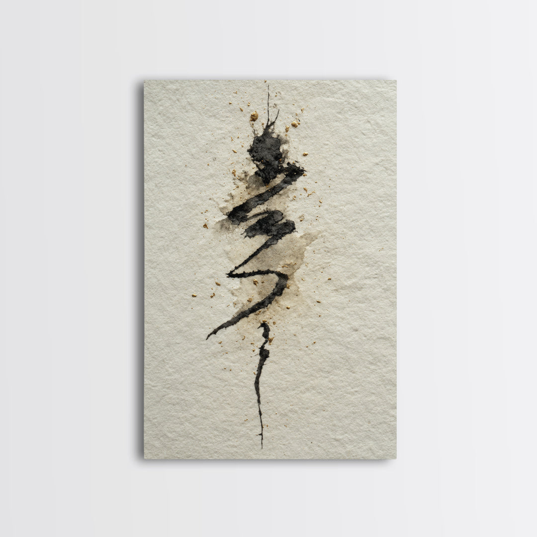 Minimal Black Calligraphy Rhythm Canvas Print, Calligraphy Art, Gallery Decor, Living Room Decor, Fine Art, Script, CAL-2x3-15