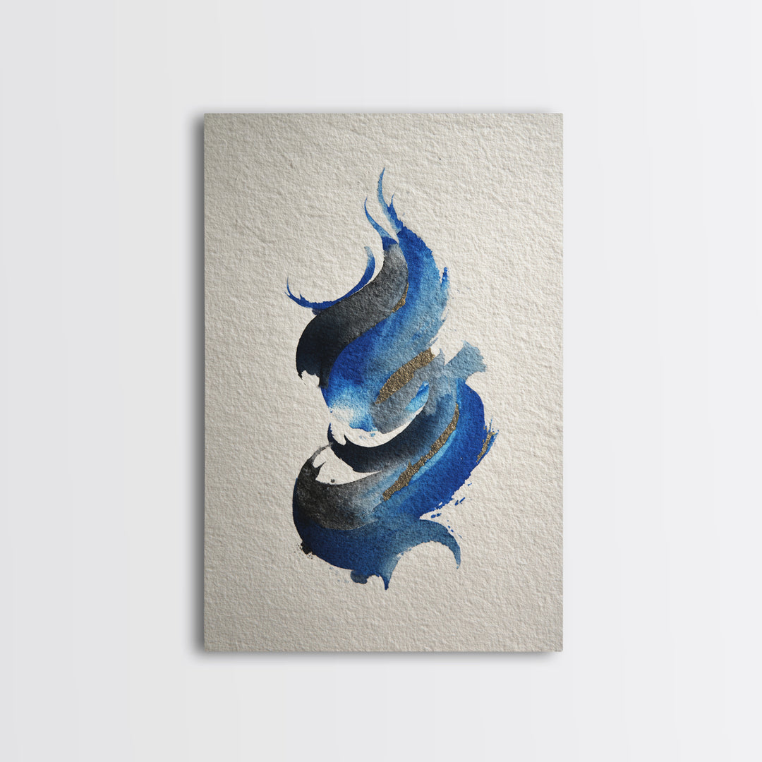 Modern Calligraphy Wave Framed Canvas Print, Calligraphy Art, Room Decor, Living Room Decor, Fine Art, Script, Printable, CAL-2x3-18