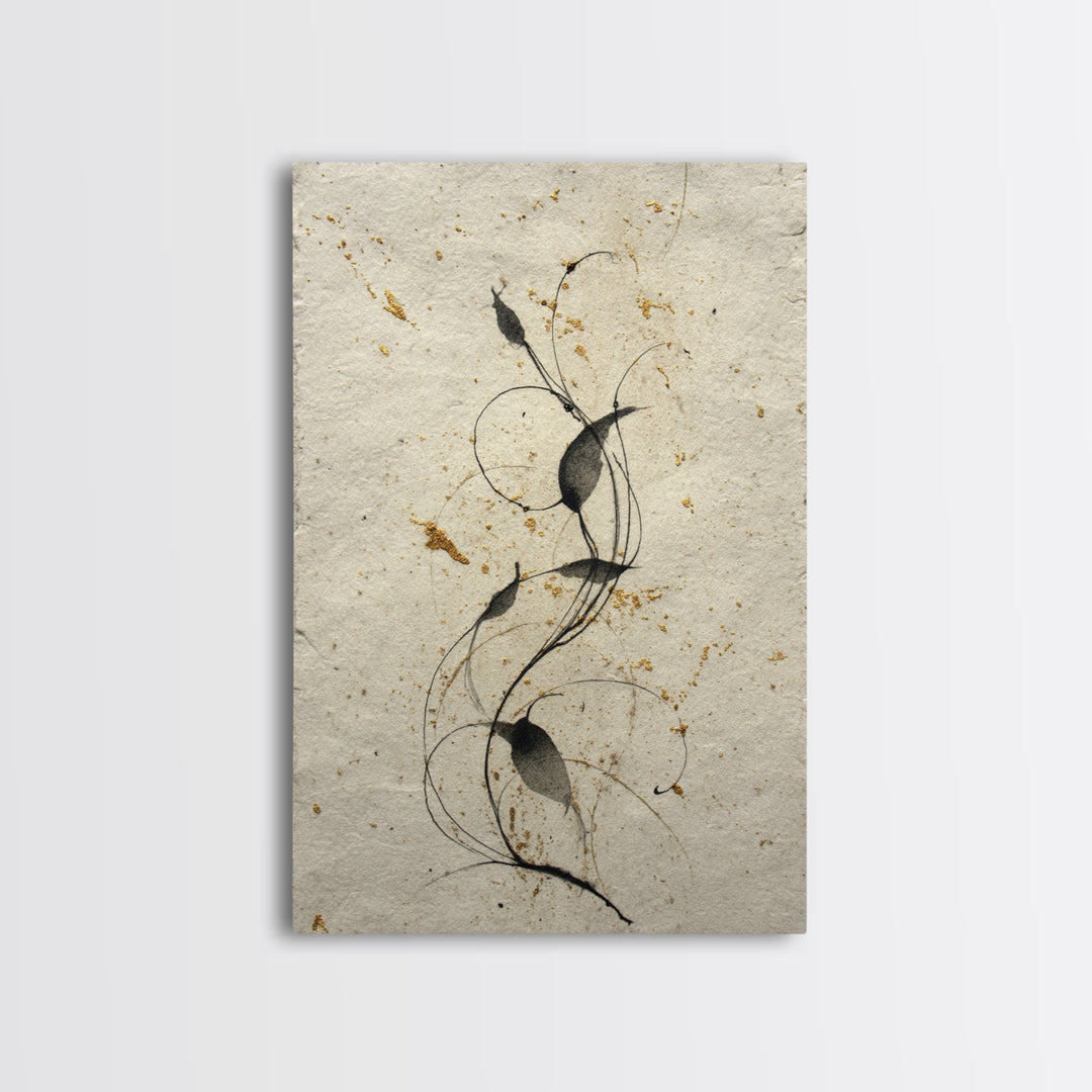 Floral Vine Created from Graceful Script Like Canvas Print, Calligraphy Art, Neutral Decor, Living Room Decor, Script, CAL-2x3-19