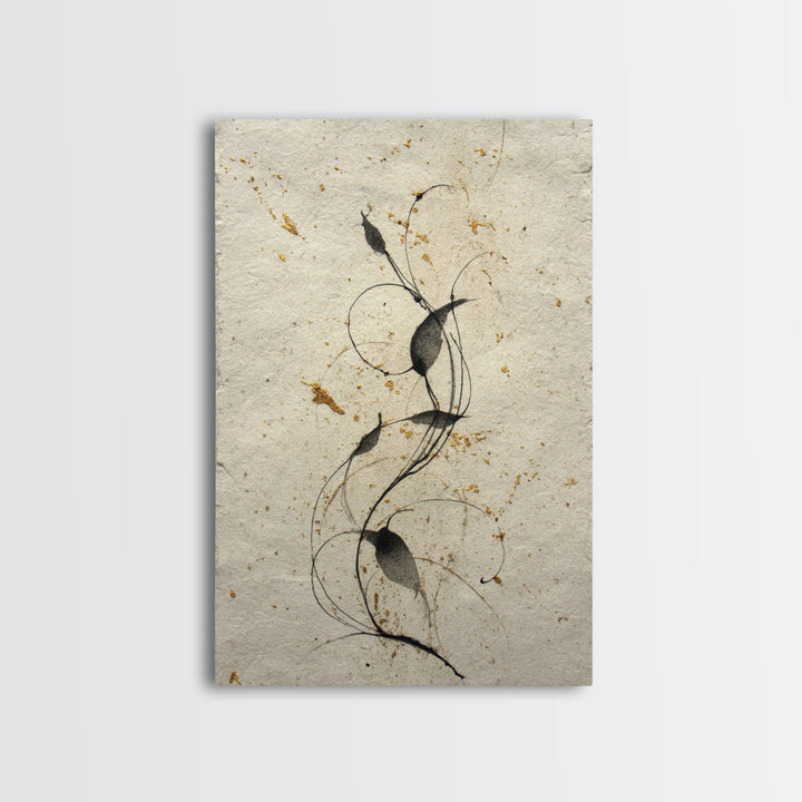 Floral Vine Created from Graceful Script Like Canvas Print, Calligraphy Art, Neutral Decor, Living Room Decor, Script, CAL-2x3-19