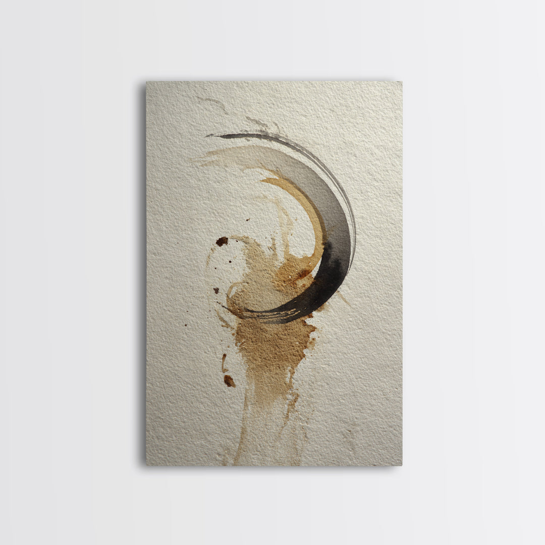 Crescent Moon Made from Elegant Ink Swashes Canvas Print, Calligraphy Art, Home Decor, Living Room Decor, Fine Art, Script, CAL-2x3-29