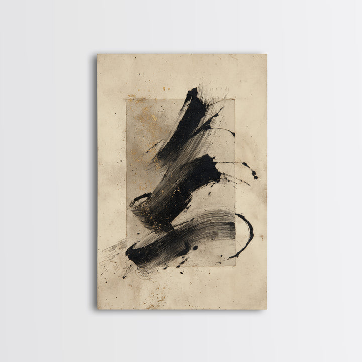 Abstract Prayer Flag of Brush Marks Canvas Print, Calligraphy Art, Statement Artwork, Living Room Decor, Fine Art, Script, CAL-2x3-31