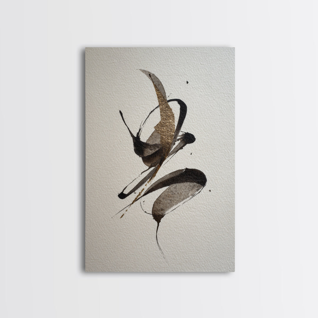 Calligraphic Bird Shape Formed from Flowing Lines Canvas Print, Calligraphy Art, Fine Art Print, Living Room Decor, Script, CAL-2x3-40
