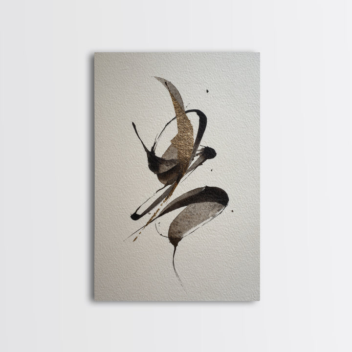 Calligraphic Bird Shape Formed from Flowing Lines Canvas Print, Calligraphy Art, Fine Art Print, Living Room Decor, Script, CAL-2x3-40