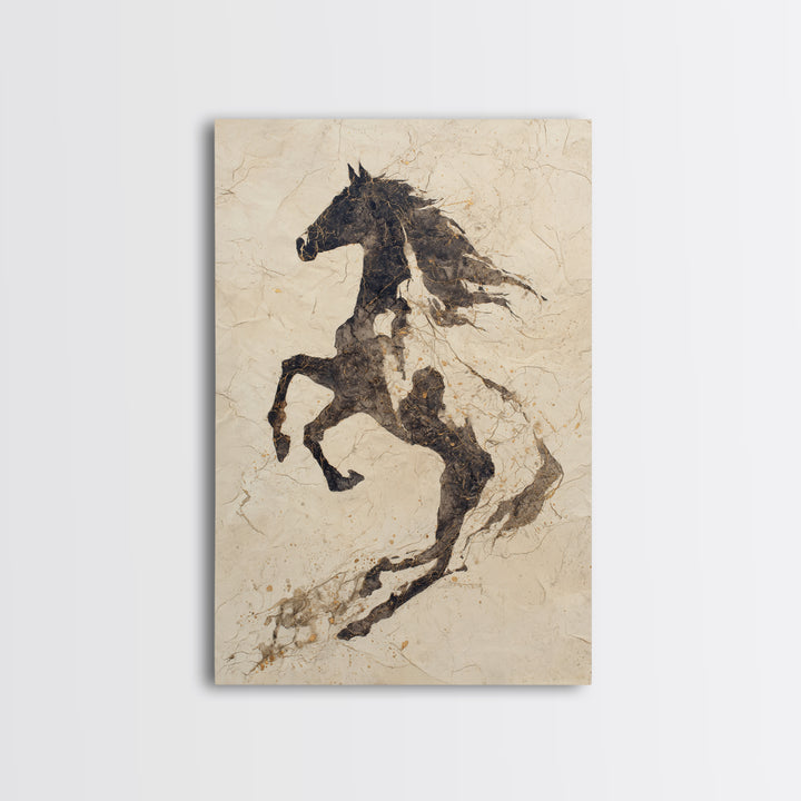 Calligraphic Horse Silhouette Made from One Line Canvas Print, Calligraphy Art, Prints, Living Room Decor, Fine Art, Script, CAL-2x3-49
