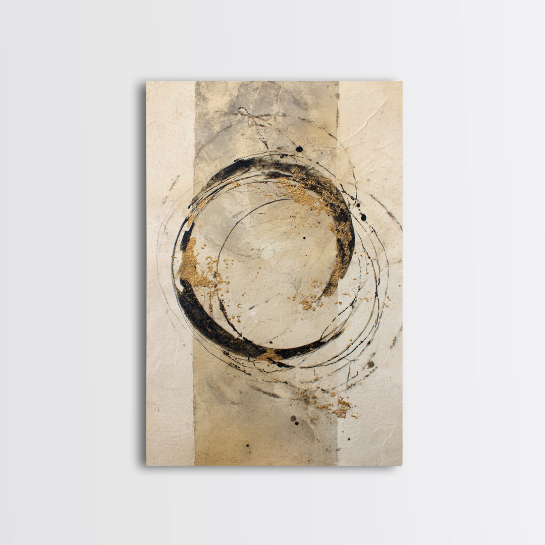 Crescent Moon Made from Elegant Ink Swashes Framed Canvas Print, Calligraphy Art, Print, Living Room Decor, Fine Art, Script, CAL-2x3-53