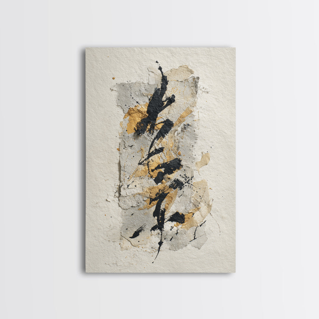 Expressive Musical Rhythm Painted as Ink Strokes Canvas Print, Calligraphy Art, Neutral Decor, Living Room Decor, Script, CAL-2x3-56