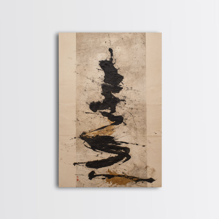 Large Sweeping Black Ink Gesture Like a Canvas Print, Calligraphy Art, Wall Art Print, Living Room Decor, Fine Art, Script, CAL-2x3-57