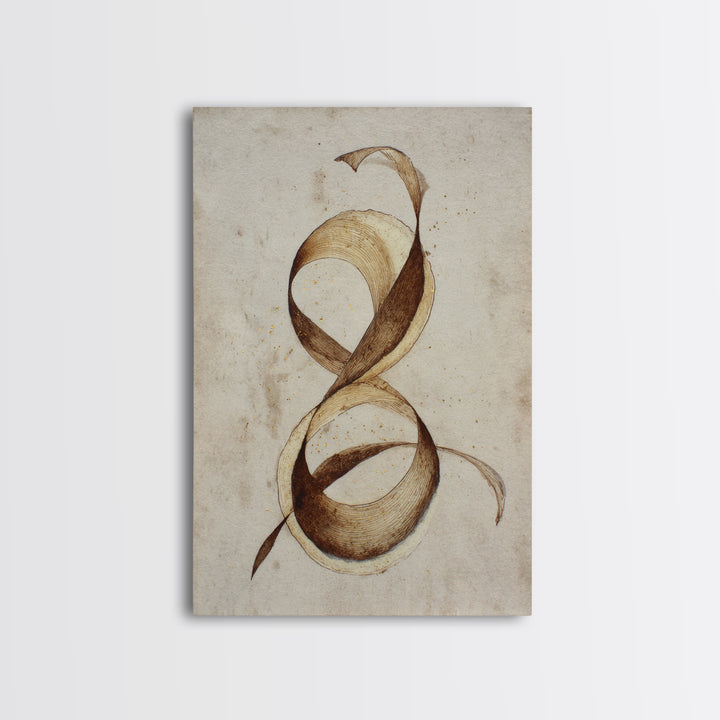Arabic Ornamental Curves as Non Readable Art Framed Canvas Print, Calligraphy Art, Wall Decor, Living Room Decor, Script, CAL-2x3-59