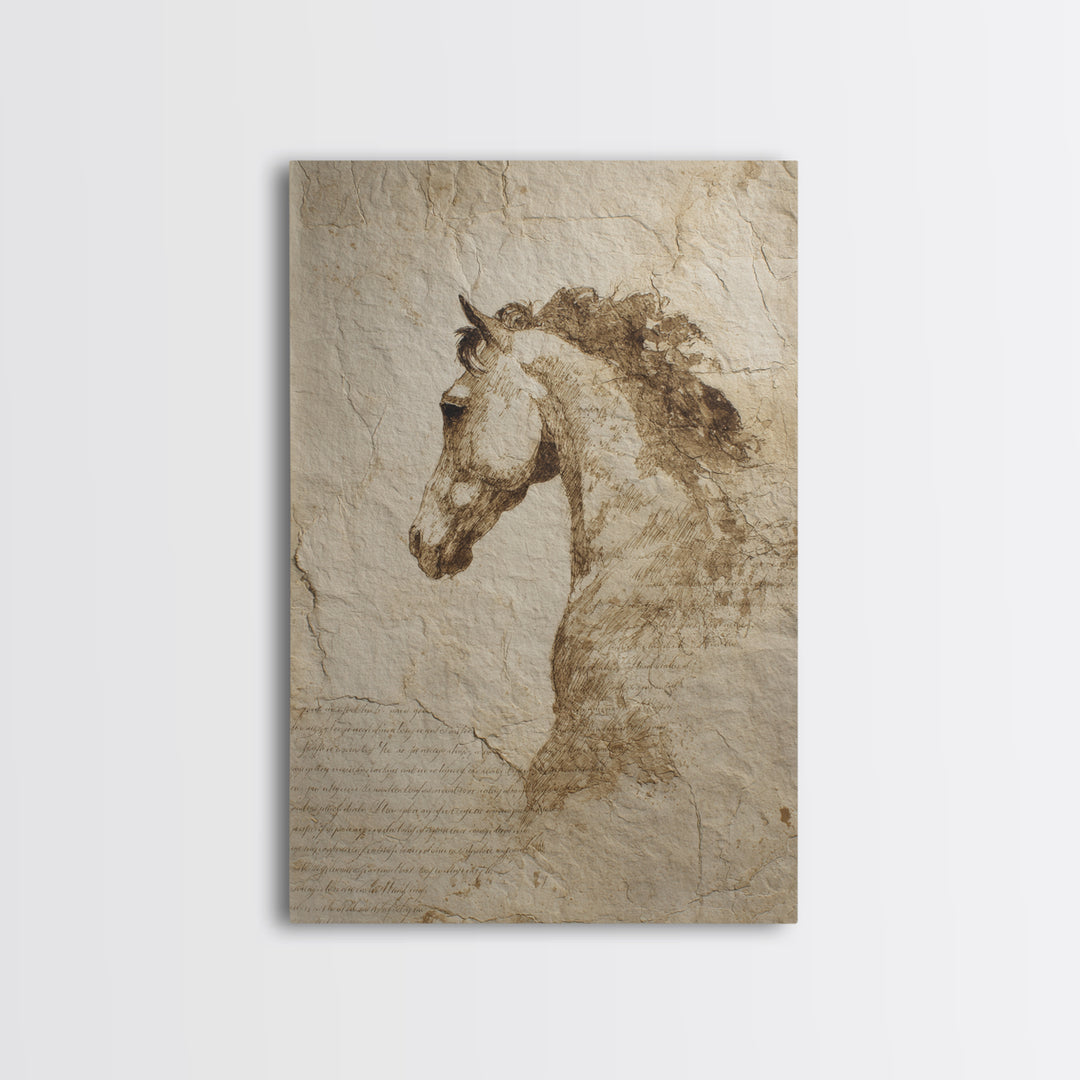Calligraphic Horse Silhouette Made from One Line Canvas Print, Calligraphy Art, Printable Art, Living Room Decor, Script, CAL-2x3-73
