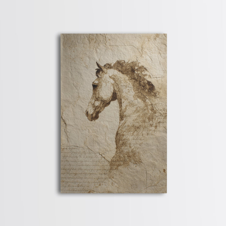 Calligraphic Horse Silhouette Made from One Line Canvas Print, Calligraphy Art, Printable Art, Living Room Decor, Script, CAL-2x3-73