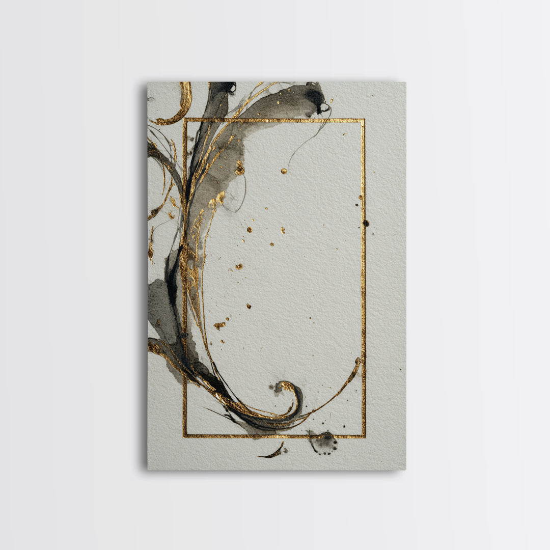 Ornamental Frame of Flourished Pen Curves Framed Canvas Print, Calligraphy Art, Wall Decor, Living Room Decor, Fine Art, Script, CAL-2x3-74