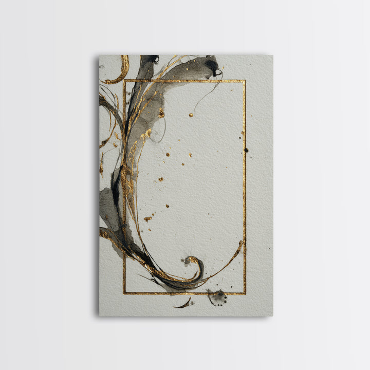 Ornamental Frame of Flourished Pen Curves Framed Canvas Print, Calligraphy Art, Wall Decor, Living Room Decor, Fine Art, Script, CAL-2x3-74