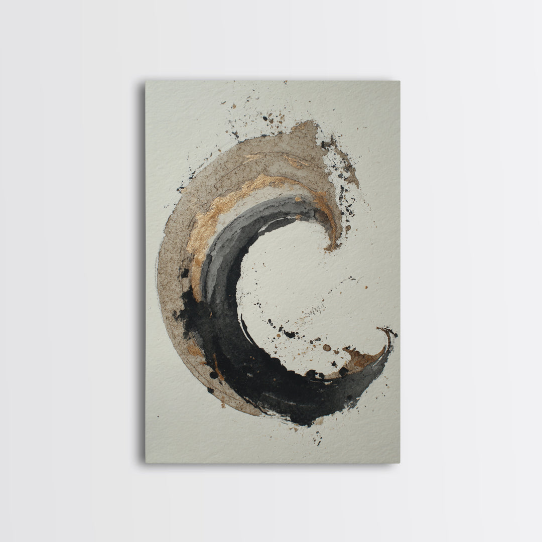 Crescent Moon Made from Elegant Ink Swashes Canvas Print, Calligraphy Art, Calligraphy, Living Room Decor, Fine Art, Script, CAL-2x3-77