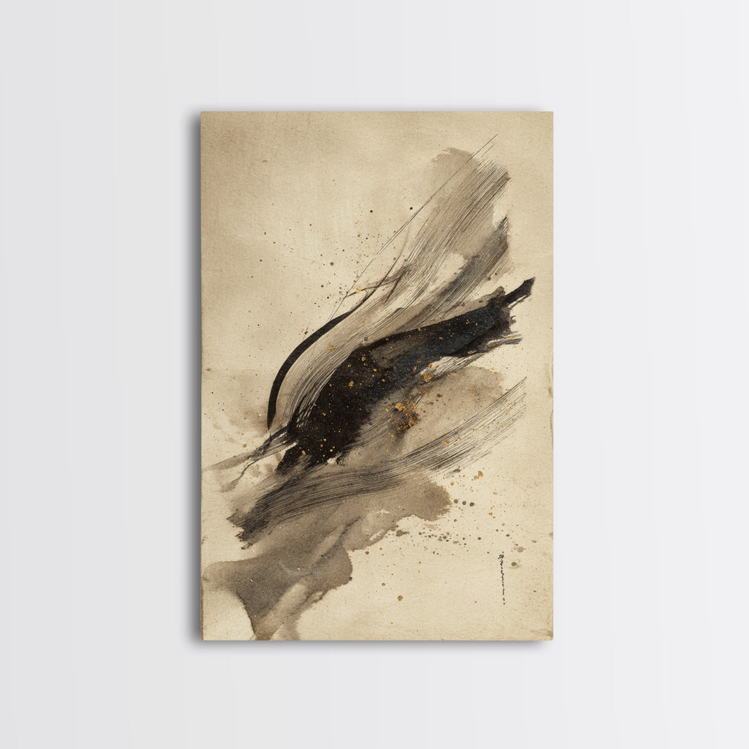 Abstract Prayer Flag of Brush Marks Canvas Print, Calligraphy Art, Art, Living Room Decor, Fine Art, Script, Unique Wall Art, CAL-2x3-79