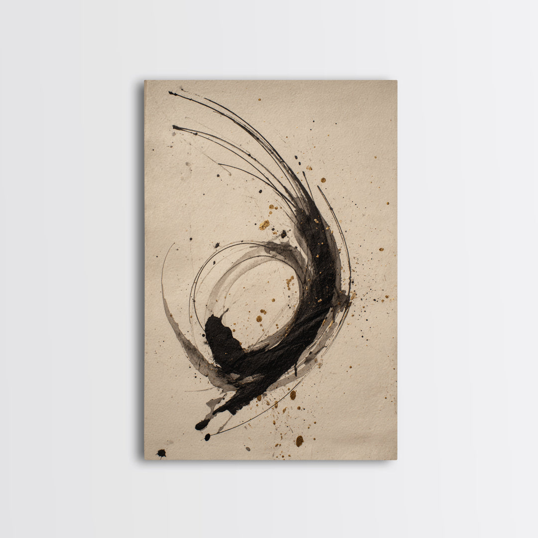 Large Sweeping Black Ink Gesture Like a Canvas Print, Calligraphy Art, Wall Art Print, Living Room Decor, Fine Art, Script, CAL-2x3-81