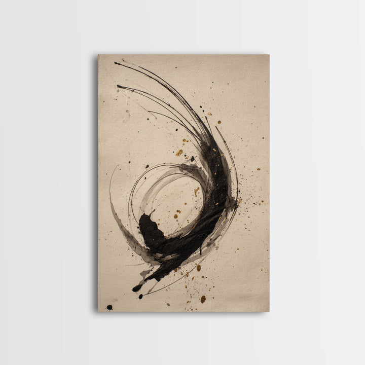 Large Sweeping Black Ink Gesture Like a Canvas Print, Calligraphy Art, Wall Art Print, Living Room Decor, Fine Art, Script, CAL-2x3-81