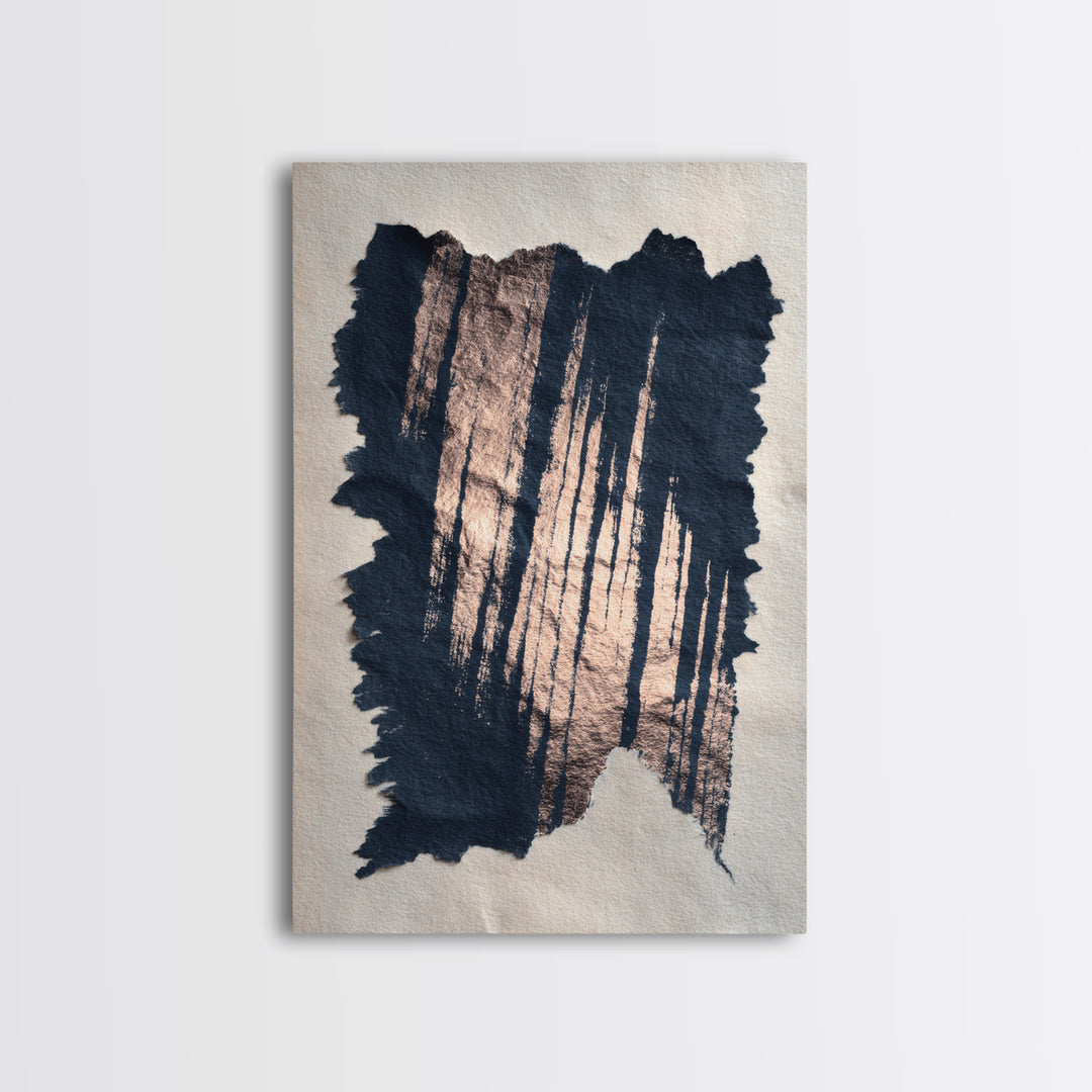 Layered Copper Ink Strokes on Dark Navy Canvas Print, Calligraphy Art, Prints, Living Room Decor, Script, Bedroom Wall Decor, CAL-2x3-86